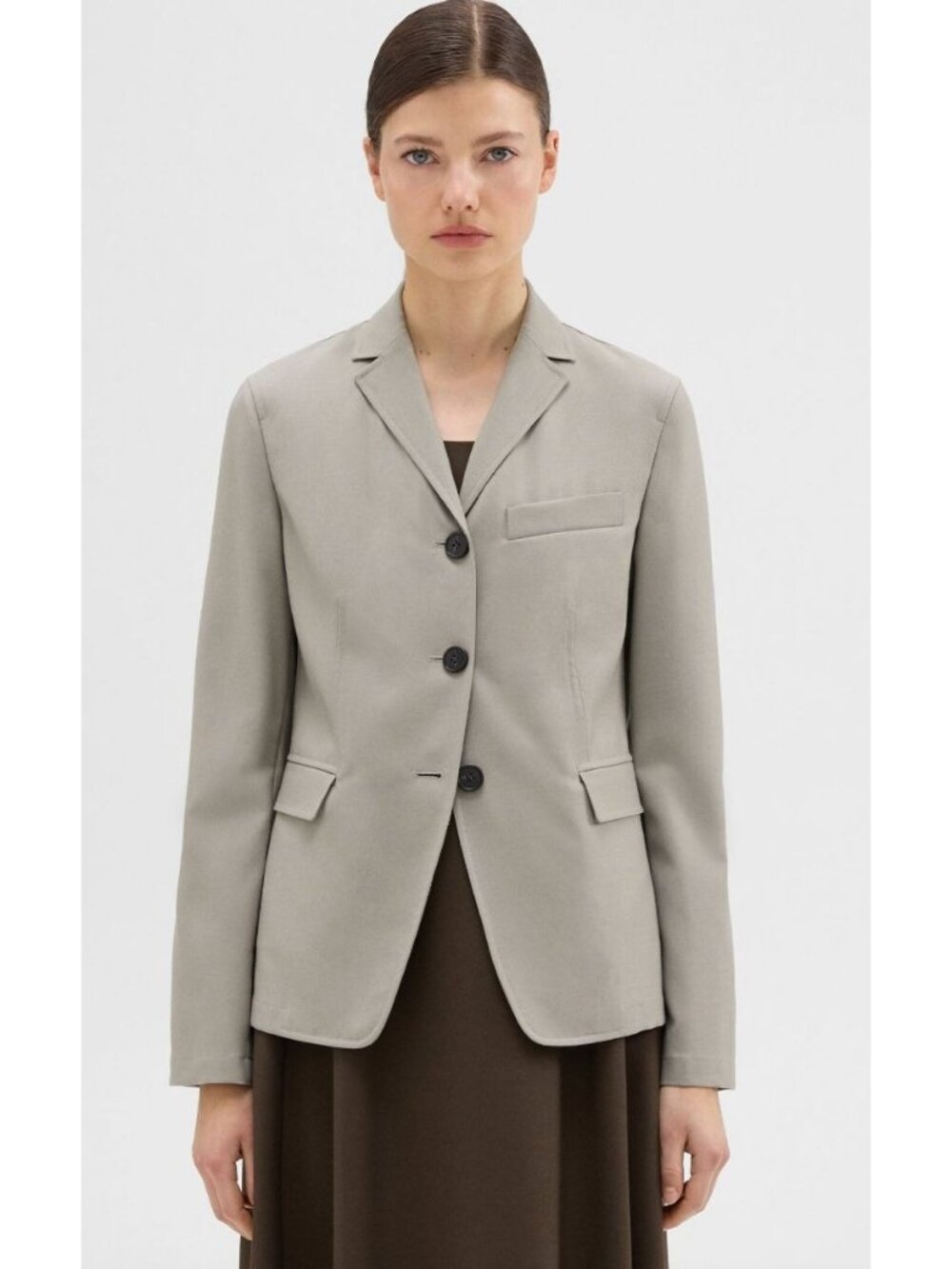 NWT Theory Womens Virgin Wool Slim Fit Blazer Grey Green Size US 10 $395 [jb]